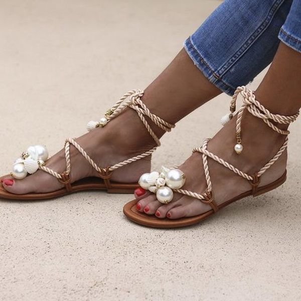 women summer plus size flats sandals shoes woman gladiator cross-tied lace up beads shiny sandalias mujer sapato feminino d489 t200529, Black
women summer plus size flats sandals shoes woman gladiator cross-tied lace up beads shiny sandalias mujer sapato feminino d489 t200529, Black