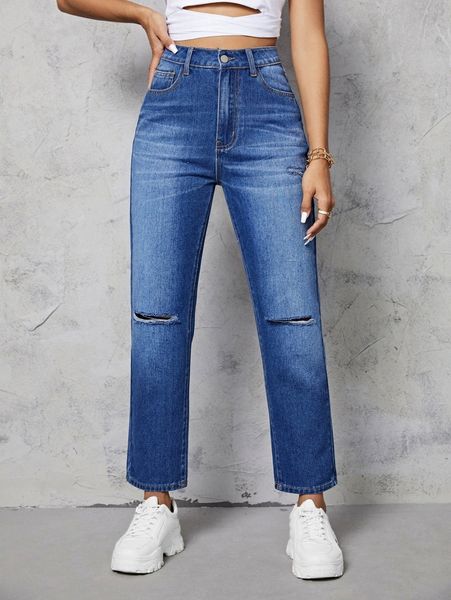 slant pocket ripped straight leg jeans c3a9#, Blue
slant pocket ripped straight leg jeans c3a9#, Blue