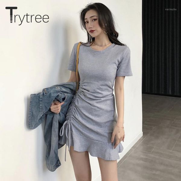 trytree summer autumn casual solid dress women elastic o-neck t shirt dress side drawstring ruffles hem mini sheath1, Black;gray
trytree summer autumn casual solid dress women elastic o-neck t shirt dress side drawstring ruffles hem mini sheath1, Black;gray