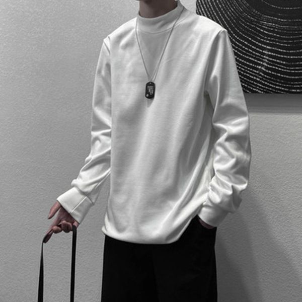 autumn and winter men's t-shirt round neck business casual loose solid color, White;black
autumn and winter men's t-shirt round neck business casual loose solid color, White;black