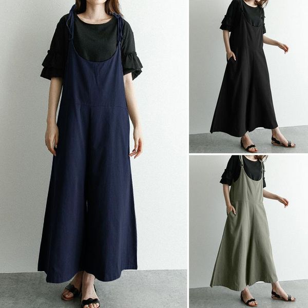 s 5xl zanzea 2020 women casual solid strappy dungarees vintage cotton loose wide leg overalls rompers jumpsuits long combinaison1, Black;white
s 5xl zanzea 2020 women casual solid strappy dungarees vintage cotton loose wide leg overalls rompers jumpsuits long combinaison1, Black;white