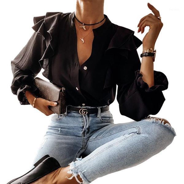 fashion ladies ruffled v-neck button shirt elegant lantern sleeve blouse office shirt pleated long sleeves blouse1, White
fashion ladies ruffled v-neck button shirt elegant lantern sleeve blouse office shirt pleated long sleeves blouse1, White