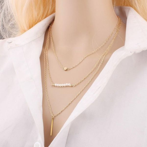 new fashion pendant necklace geometric multi layers chain necklace hollow pearl long dangle necklaces women jewelry gift, Silver
new fashion pendant necklace geometric multi layers chain necklace hollow pearl long dangle necklaces women jewelry gift, Silver