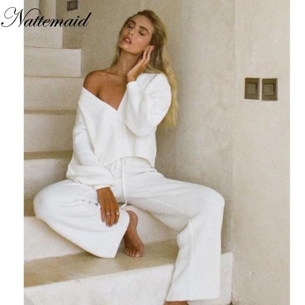 nattemaid knitted two pieces sets women long sleeve buttons and full length pants female loose outfits autumn sets, Gray
nattemaid knitted two pieces sets women long sleeve buttons and full length pants female loose outfits autumn sets, Gray
