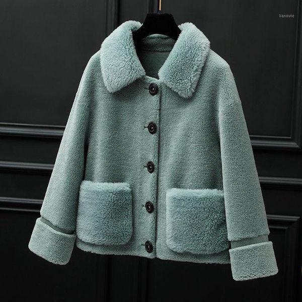 women 2021 winter genuine loose single-breasted wool coat female solid lambs wool fur outwear lady casual natural fur jacket b401, Black
women 2021 winter genuine loose single-breasted wool coat female solid lambs wool fur outwear lady casual natural fur jacket b401, Black