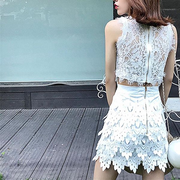 lace skirt suits summer women embroidery sleeveless crop and mini ruffles skirt beach tracksuit clothing set ns921, White;black
lace skirt suits summer women embroidery sleeveless crop and mini ruffles skirt beach tracksuit clothing set ns921, White;black