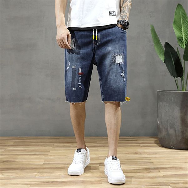 s-7xl plus size patchwork men's shorts jeans summer casual holes scratched ripped drawstring fat male short denim trousers pants, Blue
s-7xl plus size patchwork men's shorts jeans summer casual holes scratched ripped drawstring fat male short denim trousers pants, Blue