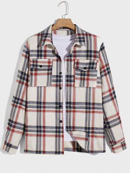 romwe guys plaid button front pocket shirt a5gc#, White;black
romwe guys plaid button front pocket shirt a5gc#, White;black