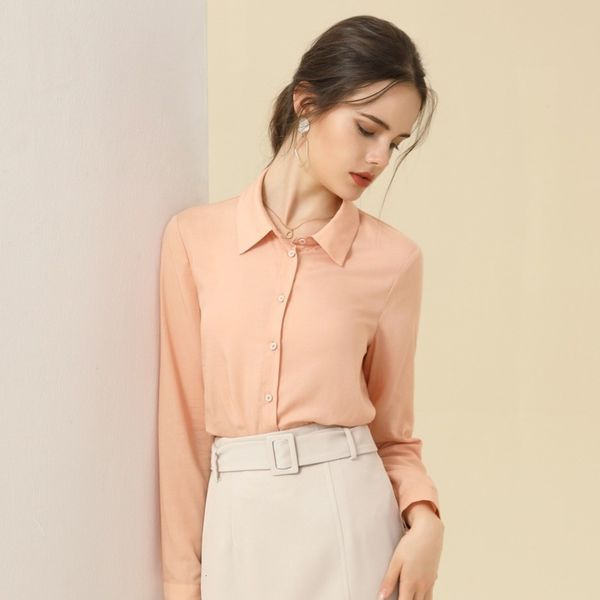 baizi 2021 spring new long sleeve thin tencel ol profsional foreign style simple temperament pink shirt girl, White
baizi 2021 spring new long sleeve thin tencel ol profsional foreign style simple temperament pink shirt girl, White