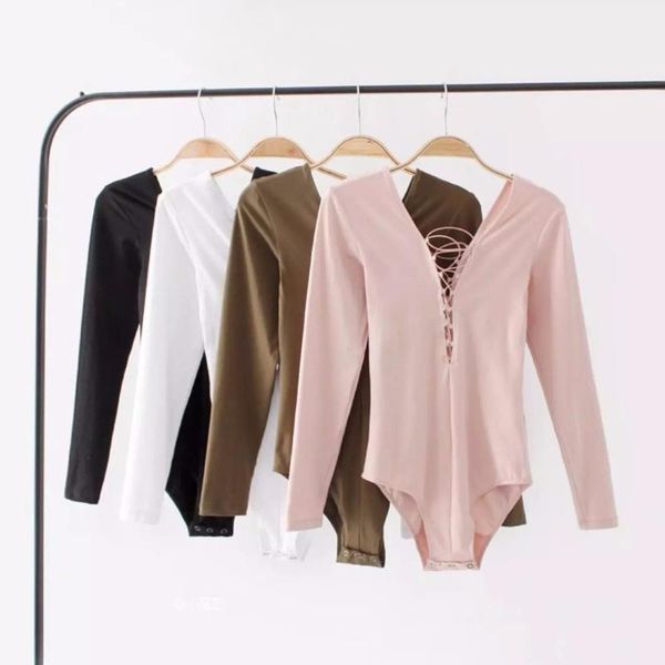 women's bodysuits causal black white pink grey cotton deep-v collar with lace ups jumpers european and american style
women's bodysuits causal black white pink grey cotton deep-v collar with lace ups jumpers european and american style