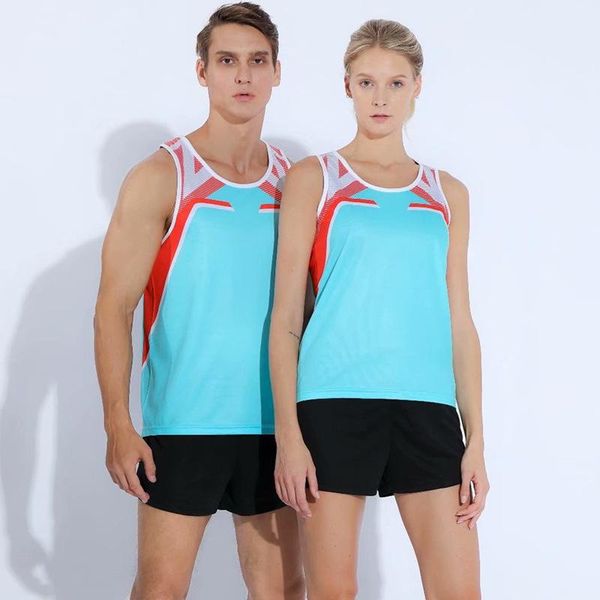track and field suits men and women marathon running vests shorts match team uniforms sportswear fitness training suit homme, Black;blue
track and field suits men and women marathon running vests shorts match team uniforms sportswear fitness training suit homme, Black;blue