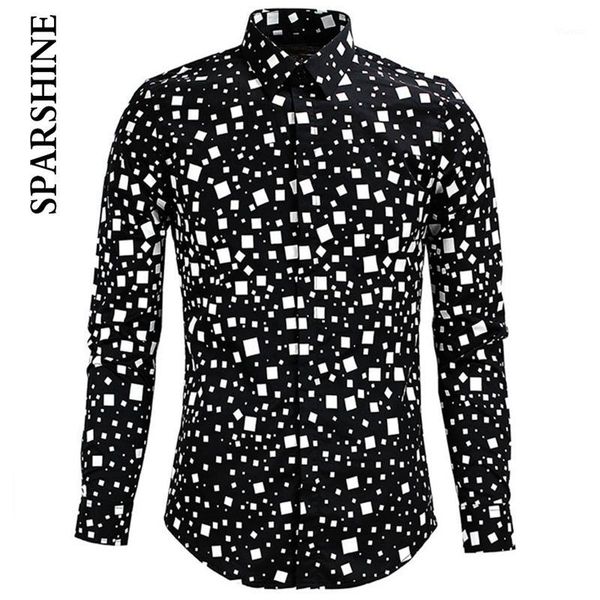 men shirt chemise homme black white square printed slim long sleeve mens dress shirts cotton shirt camisa1, White;black
men shirt chemise homme black white square printed slim long sleeve mens dress shirts cotton shirt camisa1, White;black