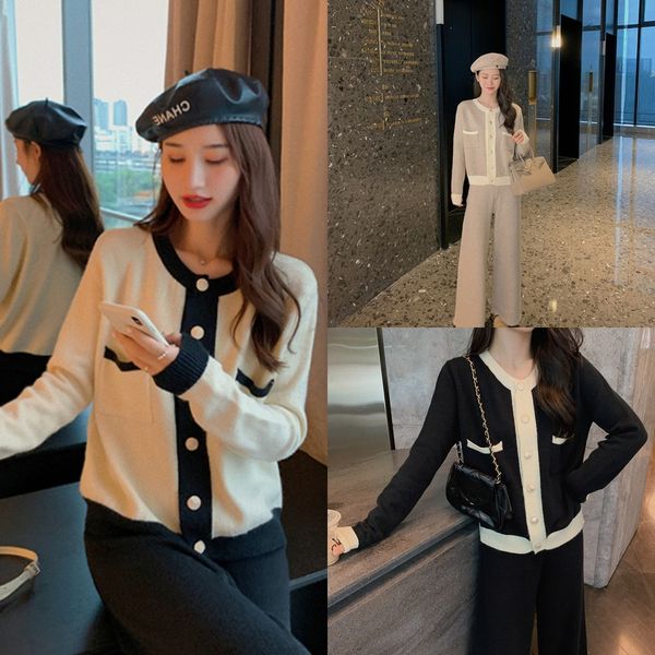 iahq3 style knitted suit women's coat 2020 two cardigan coatlong sleeve autumn coat high waist net red versatile pants new piece set gp, White;black
iahq3 style knitted suit women's coat 2020 two cardigan coatlong sleeve autumn coat high waist net red versatile pants new piece set gp, White;black