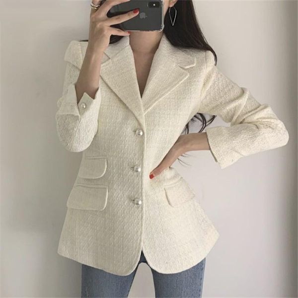 women's suits & blazers vintage elegant plaid women coats long sleeve single-breasted korean ladies suit 2021 autumn fashion jackets, White;black
women's suits & blazers vintage elegant plaid women coats long sleeve single-breasted korean ladies suit 2021 autumn fashion jackets, White;black