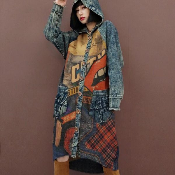 2021 spring fall knit patchwork denim women's trench coats hooded long sleeve loose female windbreaker 2021 autumn new sa053s50, Tan;black
2021 spring fall knit patchwork denim women's trench coats hooded long sleeve loose female windbreaker 2021 autumn new sa053s50, Tan;black