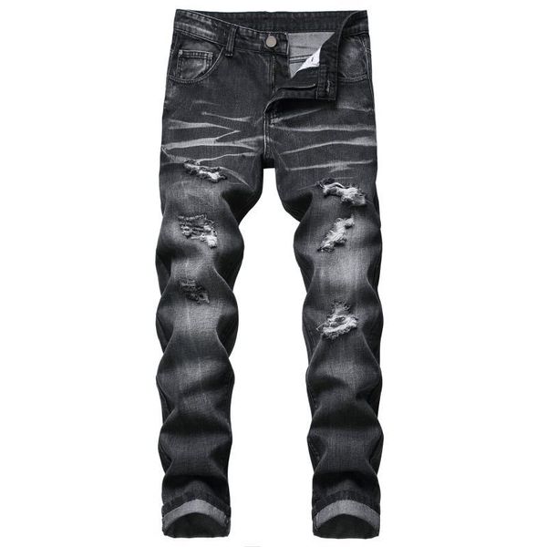 new men jeans denim black ripped hole long brand male denim trousers pants long dropship, Blue
new men jeans denim black ripped hole long brand male denim trousers pants long dropship, Blue