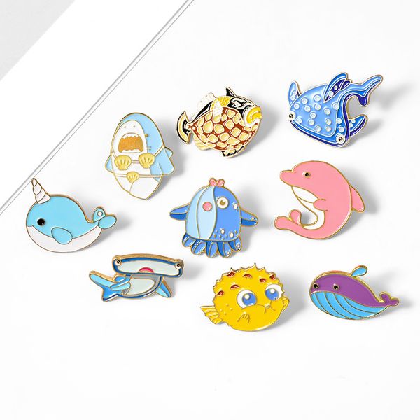 creative cartoon underwater animals brooches set 9pcs dolphin clown fish enamel paint badges for girls alloy pin denim shirt fashion jewelry, Gray
creative cartoon underwater animals brooches set 9pcs dolphin clown fish enamel paint badges for girls alloy pin denim shirt fashion jewelry, Gray