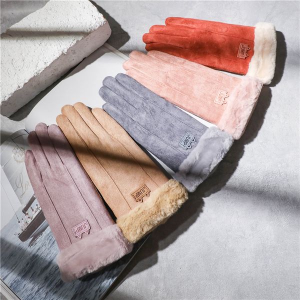 autumn and winter new korean touch screen deerskin velvet women' cute fur thickened warm fingered female gloves, Blue;gray
autumn and winter new korean touch screen deerskin velvet women' cute fur thickened warm fingered female gloves, Blue;gray