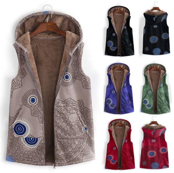 new women's vest autumn and winter composite plush retro print large size hooded coat vest women's clothing, Black;white
new women's vest autumn and winter composite plush retro print large size hooded coat vest women's clothing, Black;white