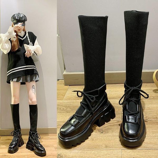 сапоги упругих середин трубки осени для женщин износостойких толстой подошвы сапог стовепайп узелок casual черные женские, Black
сапоги упругих середин трубки осени для женщин износостойких толстой подошвы сапог стовепайп узелок casual черные женские, Black