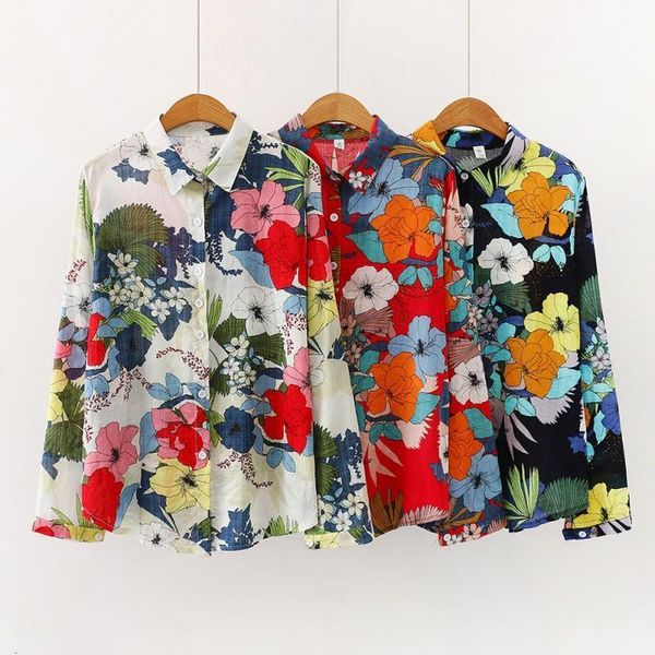 vintage women blouse cartoon flower print blusas mujer lapel shirt casual loose single-breasted shirt long sleeve blouse, White
vintage women blouse cartoon flower print blusas mujer lapel shirt casual loose single-breasted shirt long sleeve blouse, White
