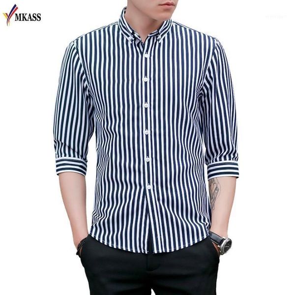 new men's spring summer striped slim fit stand collar shirts theer quarter long sleeve camisa hombre casual shirt for men1, White;black
new men's spring summer striped slim fit stand collar shirts theer quarter long sleeve camisa hombre casual shirt for men1, White;black