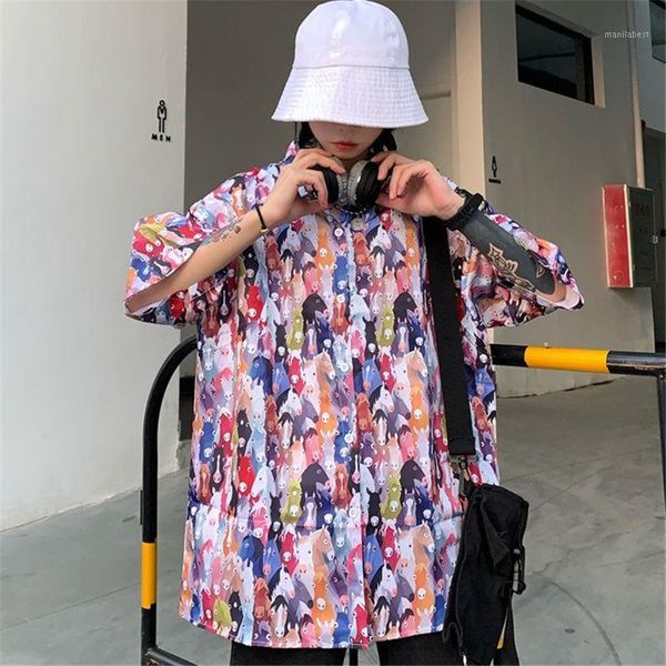 nicemix tiktok turn-down collar hip hop short sleeve plus size blouse korean clothing women 2020 summer vintage shirts1, White 
nicemix tiktok turn-down collar hip hop short sleeve plus size blouse korean clothing women 2020 summer vintage shirts1, White