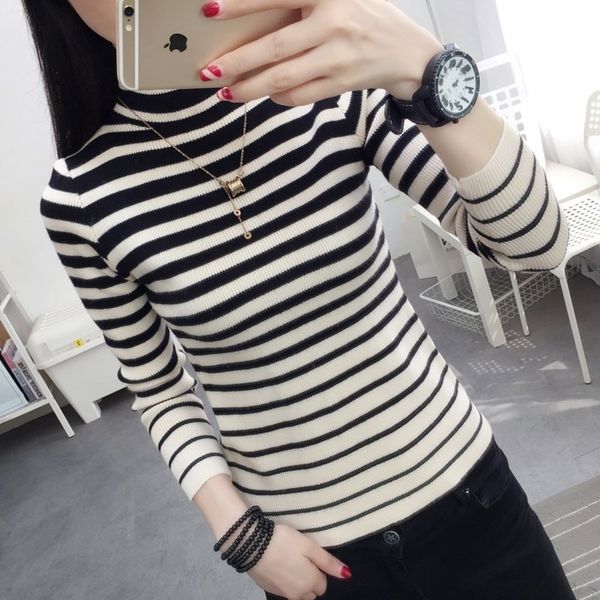 nr4ex half high neck loose bottomed sleeve long women's autumn winter 2020 new versatile striped t-shirt color sweatert-shirt sweater, White;black
nr4ex half high neck loose bottomed sleeve long women's autumn winter 2020 new versatile striped t-shirt color sweatert-shirt sweater, White;black