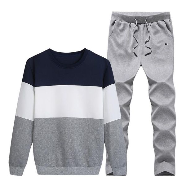 men's tracksuits winter round neck long-sleeved sweater suit fashion stitching lace-up casual sports clothes 2021#g30, Gray
men's tracksuits winter round neck long-sleeved sweater suit fashion stitching lace-up casual sports clothes 2021#g30, Gray
