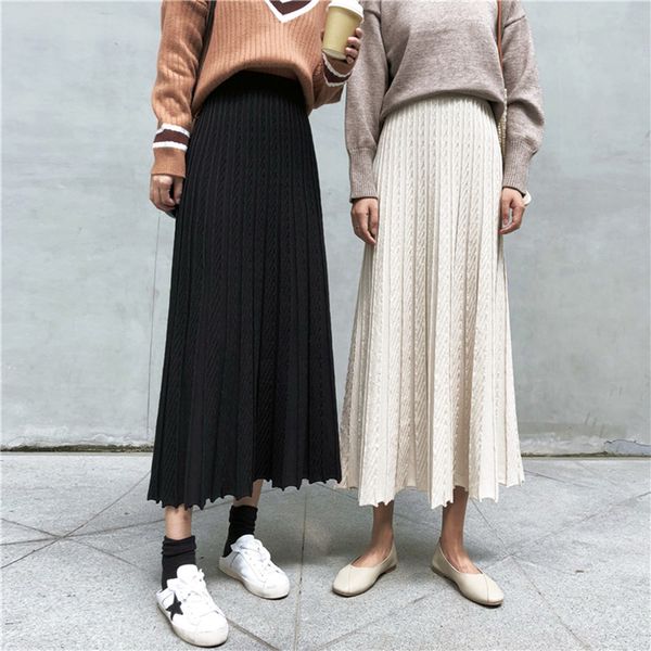 chic knitted skirt high waist autumn winter simple all-match korean skirts womens solid color casual fashion pleated skirt black y1214
chic knitted skirt high waist autumn winter simple all-match korean skirts womens solid color casual fashion pleated skirt black y1214
