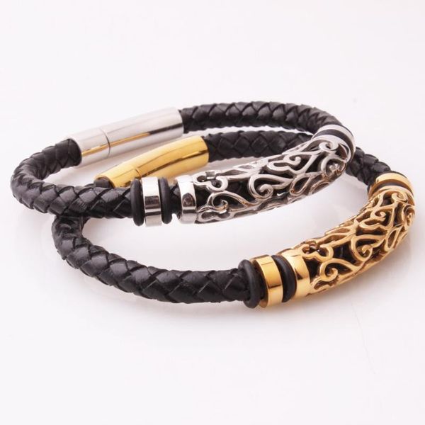 11mm design stainless steel silver color gold color biker jewelry black leather wristband men bracelet bangle 8.26" jewelry1
11mm design stainless steel silver color gold color biker jewelry black leather wristband men bracelet bangle 8.26" jewelry1