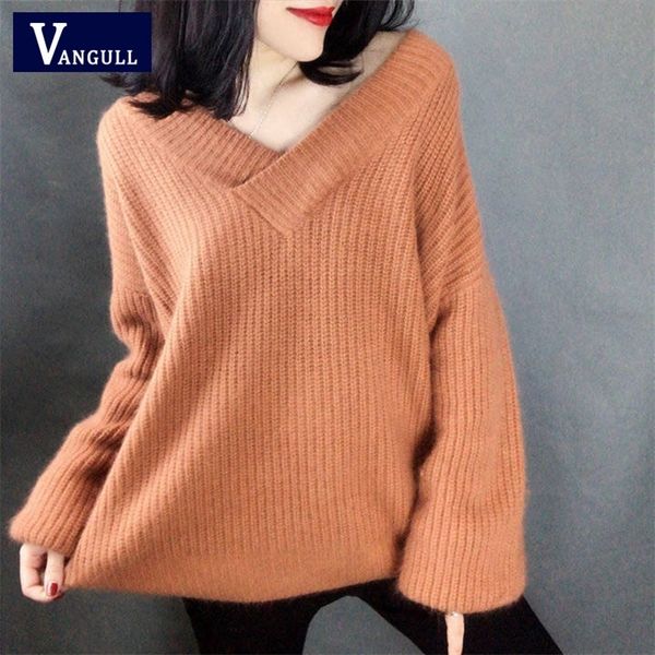 vangull women solid v neck sweater autumn winter casual long sleeve thick pullovers basic warm female knitted sweater 201128, White;black
vangull women solid v neck sweater autumn winter casual long sleeve thick pullovers basic warm female knitted sweater 201128, White;black