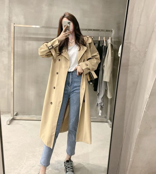 2020 autumn fashion women's windbreaker double-breasted lapel with belt medium length korean loose coat, Tan;black
2020 autumn fashion women's windbreaker double-breasted lapel with belt medium length korean loose coat, Tan;black