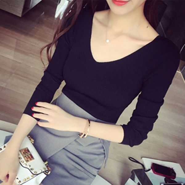 new spring autumn double v neck knitted sweater women long sleeve pullover basic sweaters female 2020 korean version knit y200910, White;black
new spring autumn double v neck knitted sweater women long sleeve pullover basic sweaters female 2020 korean version knit y200910, White;black