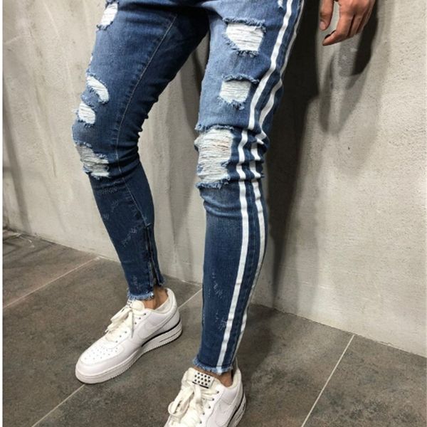 side striped blue ripped denim long trousers pants distressed washed biker cool slim jeans mens high street pants
side striped blue ripped denim long trousers pants distressed washed biker cool slim jeans mens high street pants