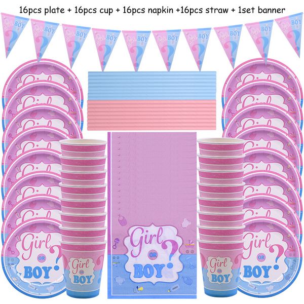 65pcs disposable tableware set boy or girl plate napkin gender reveal baby shower party decorations supplies
65pcs disposable tableware set boy or girl plate napkin gender reveal baby shower party decorations supplies