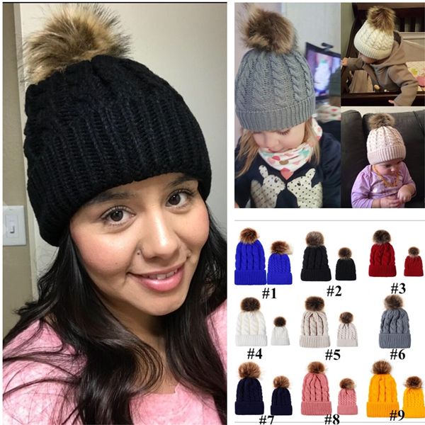 winter warm parent-child crochet hats children mother knitted caps outdoor casual sport skull cap with big pom pom beanie hat e101905, Silver 
winter warm parent-child crochet hats children mother knitted caps outdoor casual sport skull cap with big pom pom beanie hat e101905, Silver