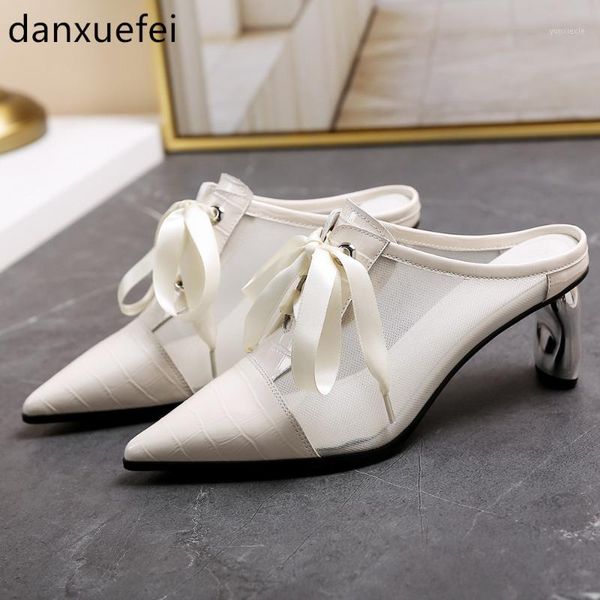 women's genuine leather mesh patchwork lace-up high heel mules summer breathable elegant ladies dress sandals riband mules shoes1, Black
women's genuine leather mesh patchwork lace-up high heel mules summer breathable elegant ladies dress sandals riband mules shoes1, Black
