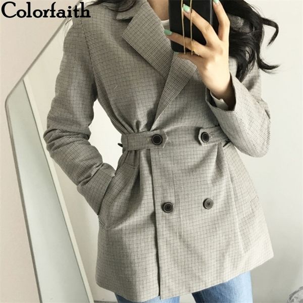 colorfaith new 2020 autumn winter women blazers jackets gray checkered plaid button outerwear england style cardigan lj201214, White;black
colorfaith new 2020 autumn winter women blazers jackets gray checkered plaid button outerwear england style cardigan lj201214, White;black
