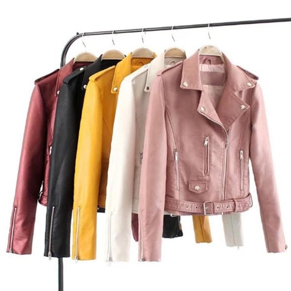 lady leather long sleeve lapel zipper button motorcycle jacket short coat, Black;brown
lady leather long sleeve lapel zipper button motorcycle jacket short coat, Black;brown