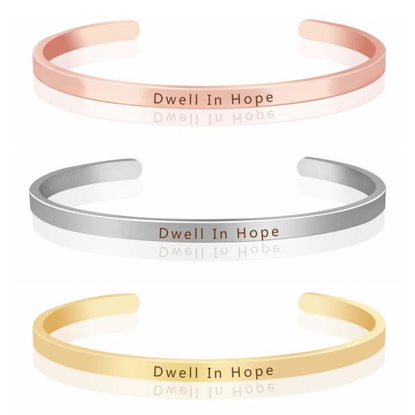 dwell in hope engraved inspirational positive quote charm bangles personality travel gift for men women, Black
dwell in hope engraved inspirational positive quote charm bangles personality travel gift for men women, Black