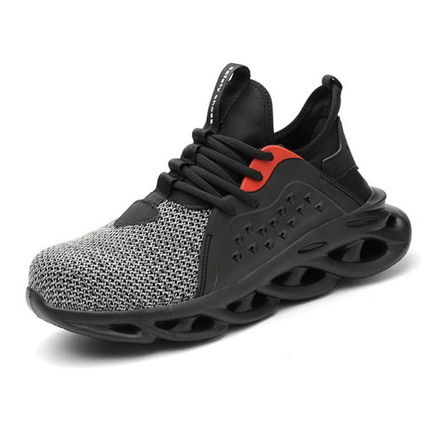 2021 the new four seasons breathable wear-resistant fly-textured protective shoes middle help sports safety protection stab-resistant work, Black;brown