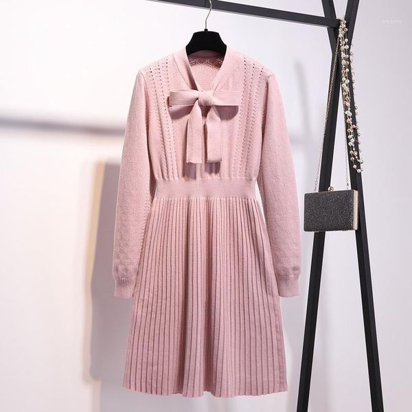 new autumn winter women pink bow tie collar sweater dresses mini knitted pullover pleated dress vestidos plus size1, Black;gray
new autumn winter women pink bow tie collar sweater dresses mini knitted pullover pleated dress vestidos plus size1, Black;gray