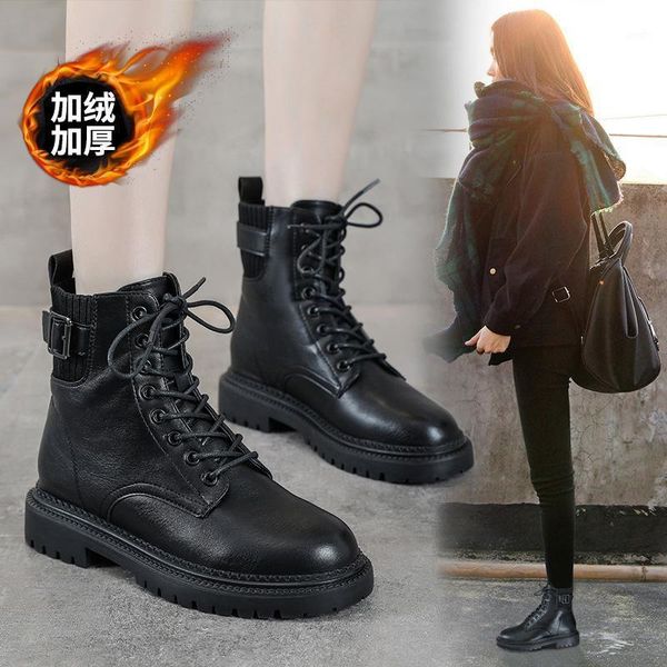 boots short women autumn winter 2021 plush black knitted british style leather skinny1
boots short women autumn winter 2021 plush black knitted british style leather skinny1