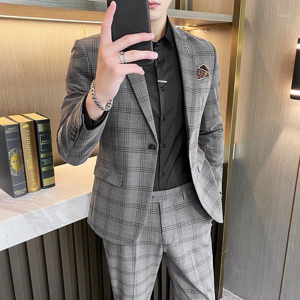 new winter suit men's suit lapel grid slacks wedding dress fashion coat pants1, White;black
new winter suit men's suit lapel grid slacks wedding dress fashion coat pants1, White;black