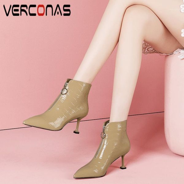 boots verconas fashion elegant female ankle pointed toe thin heels shoes woman office lady front zipper genuine leather boots1, Black
boots verconas fashion elegant female ankle pointed toe thin heels shoes woman office lady front zipper genuine leather boots1, Black