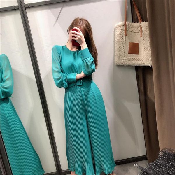 2021 chic green tie belt waist jumpsuits women fashion o neck collar jumpsuits elegant ladies pleated, Black;white
2021 chic green tie belt waist jumpsuits women fashion o neck collar jumpsuits elegant ladies pleated, Black;white