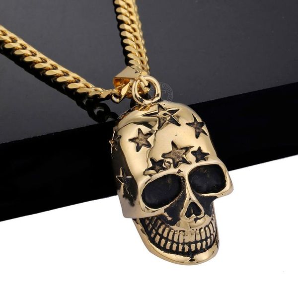 pendant necklaces hip-hop punk carved star hollow skull necklace for boys mens gold black tone 316l stainless steel chain 20inch, Silver
pendant necklaces hip-hop punk carved star hollow skull necklace for boys mens gold black tone 316l stainless steel chain 20inch, Silver