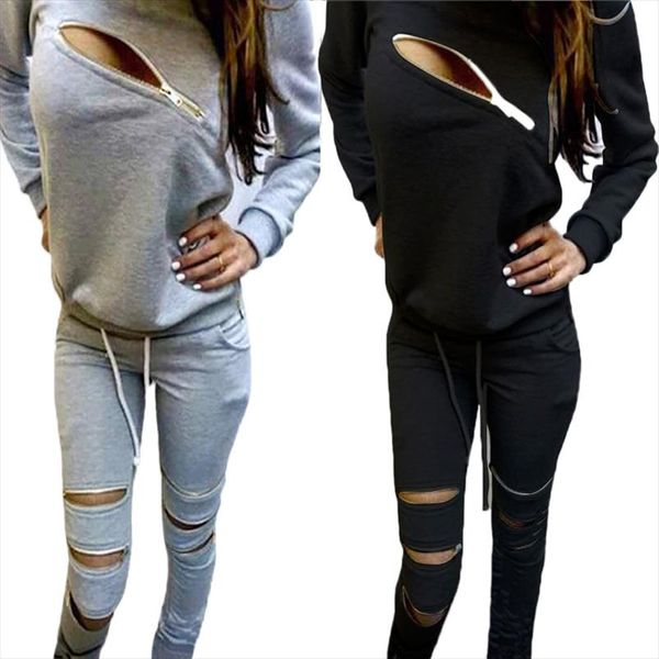 hoodies sweatpants womens sets casual 2 pieces womens clothing spring tracksuits sportswear female zipper hole set, Gray
hoodies sweatpants womens sets casual 2 pieces womens clothing spring tracksuits sportswear female zipper hole set, Gray