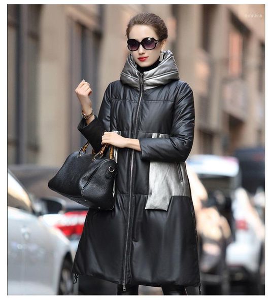 haining leather down jacket female winter trim coat temperament europe and america long lapel women's leather1, Black
haining leather down jacket female winter trim coat temperament europe and america long lapel women's leather1, Black